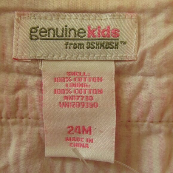 OSHKOSH GENUINE KIDS GIRL'S SIZE 24 mo DRESS PINK & WHITE STRIPE CHURCH SUNDRESS - Picture 12 of 13